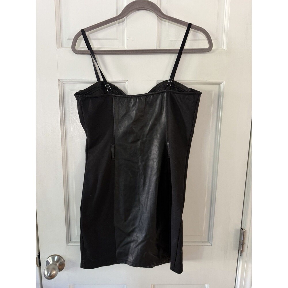 Guess Los Angeles Women’s Elena L Black Strappy Moto Faux Leather Mini Dress